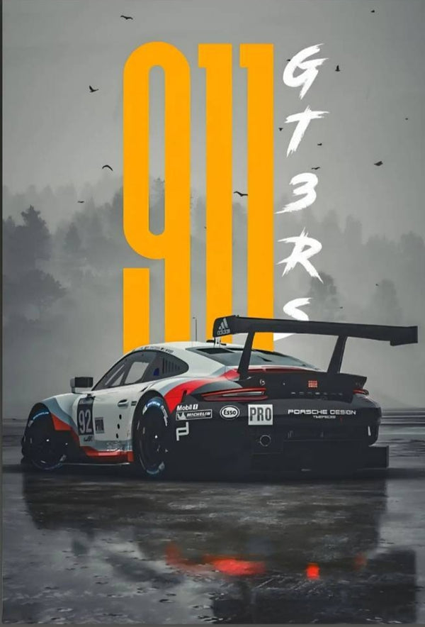 Porsche 911 GT3 R Racing Poster Frame – Motorsport Wall Art
